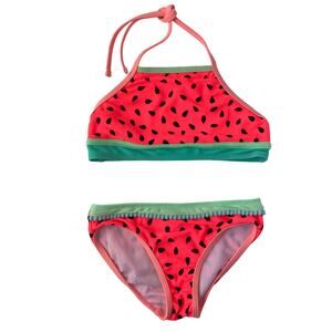 Cat & Jack Watermelon Halter Two Piece Swimsuit Bikini - Small 6/6X